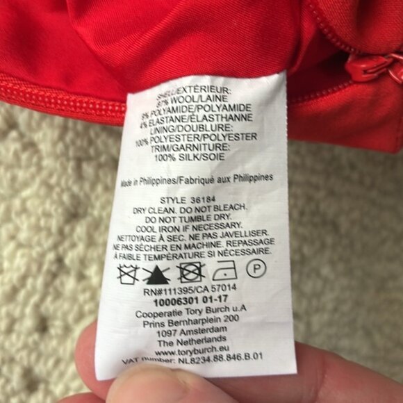 Tory Burch Women's Red Wool Sleeveless Sheath Dress Size 6 - Picture 9 of 14